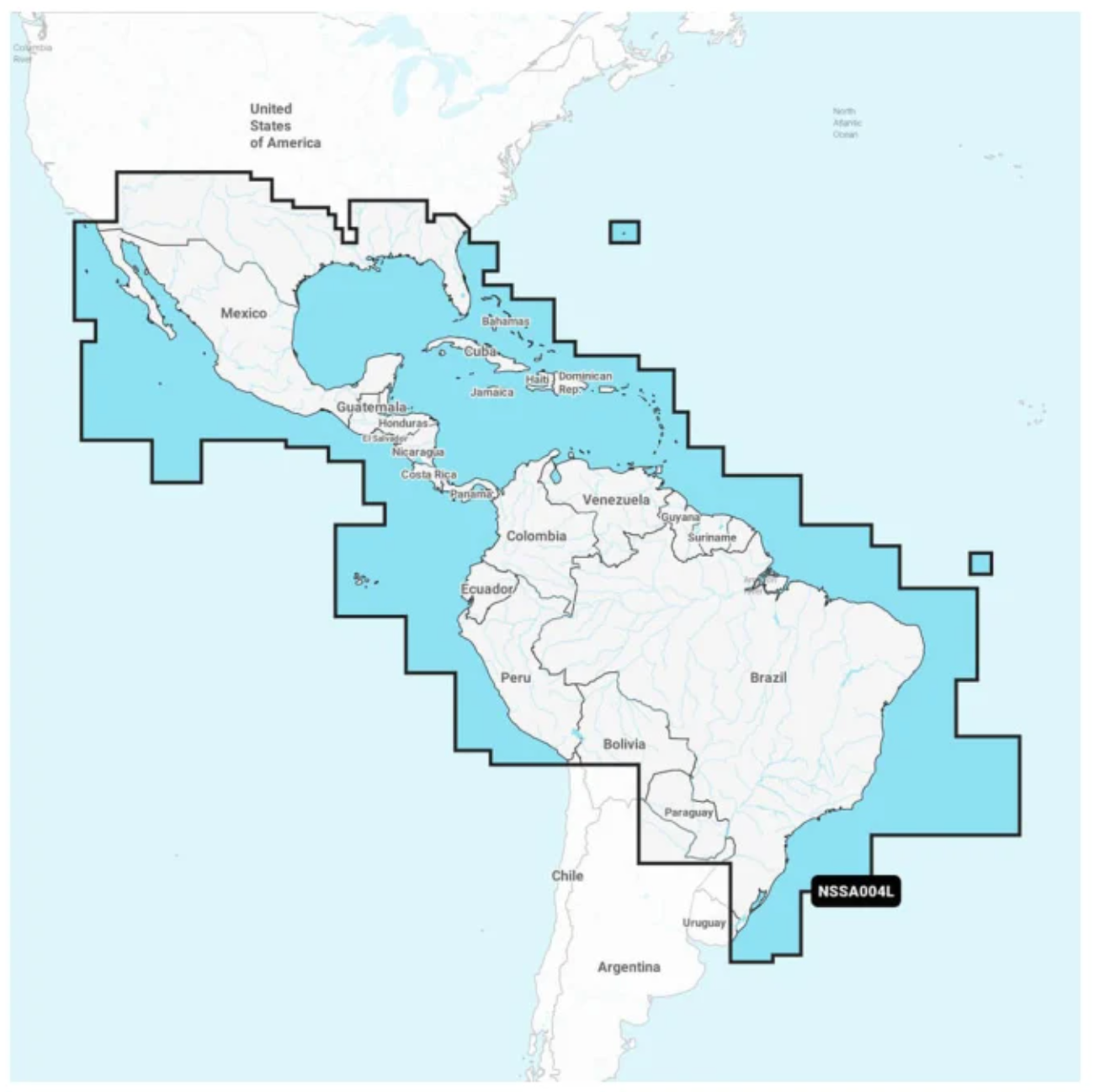 México, Caribe a Brasil: Cartas náuticas de interior y costas